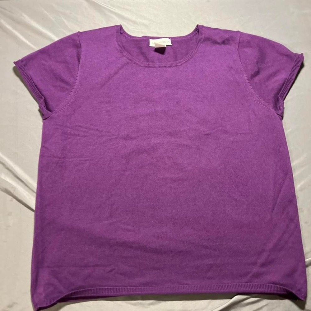 Jessica London Womens Purple Short‎ Sleeve Knit Sweater Top Plus Size 18/20